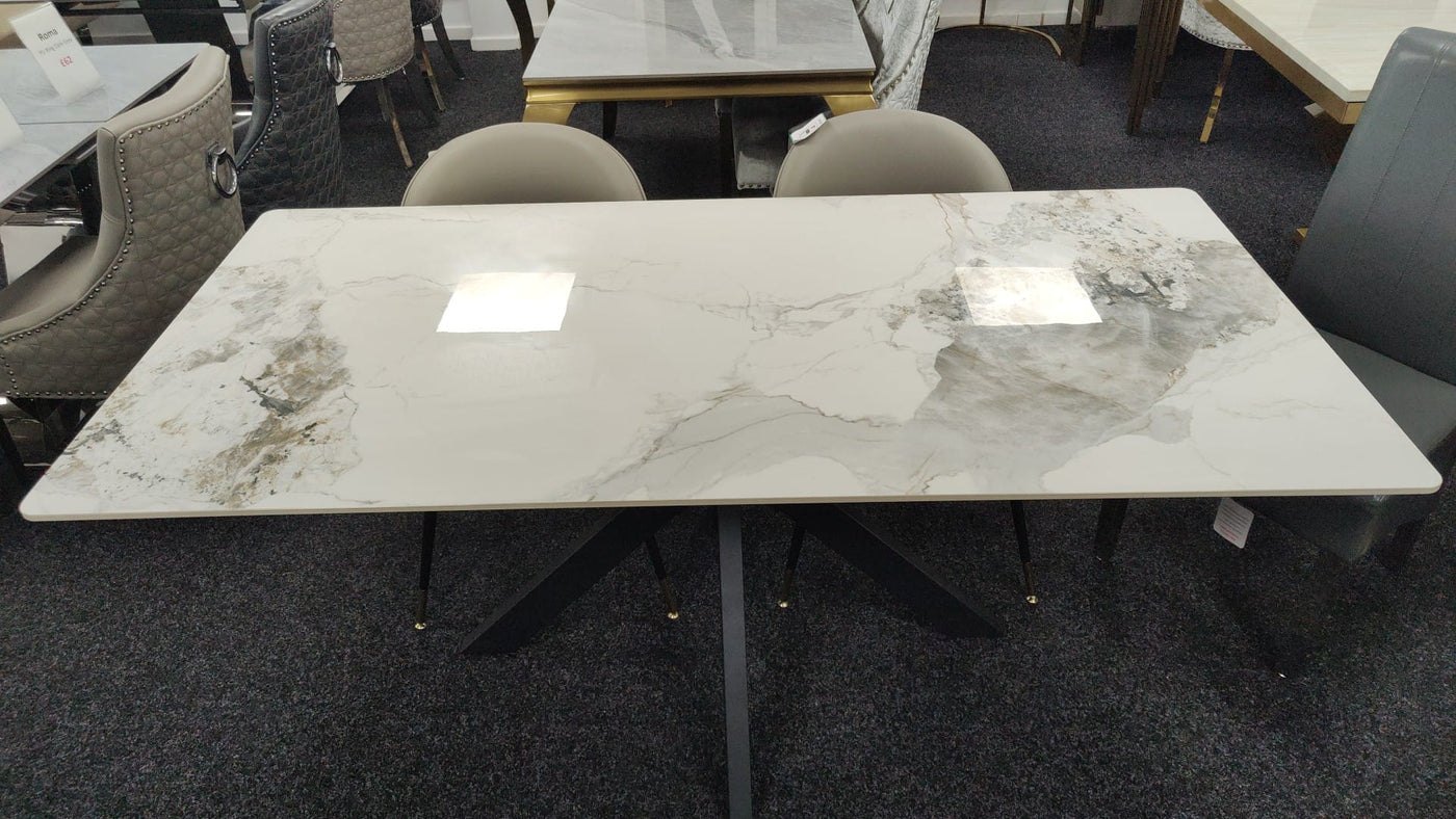 Phoenix 150cm White Ceramic Marble Fixed Dining Table