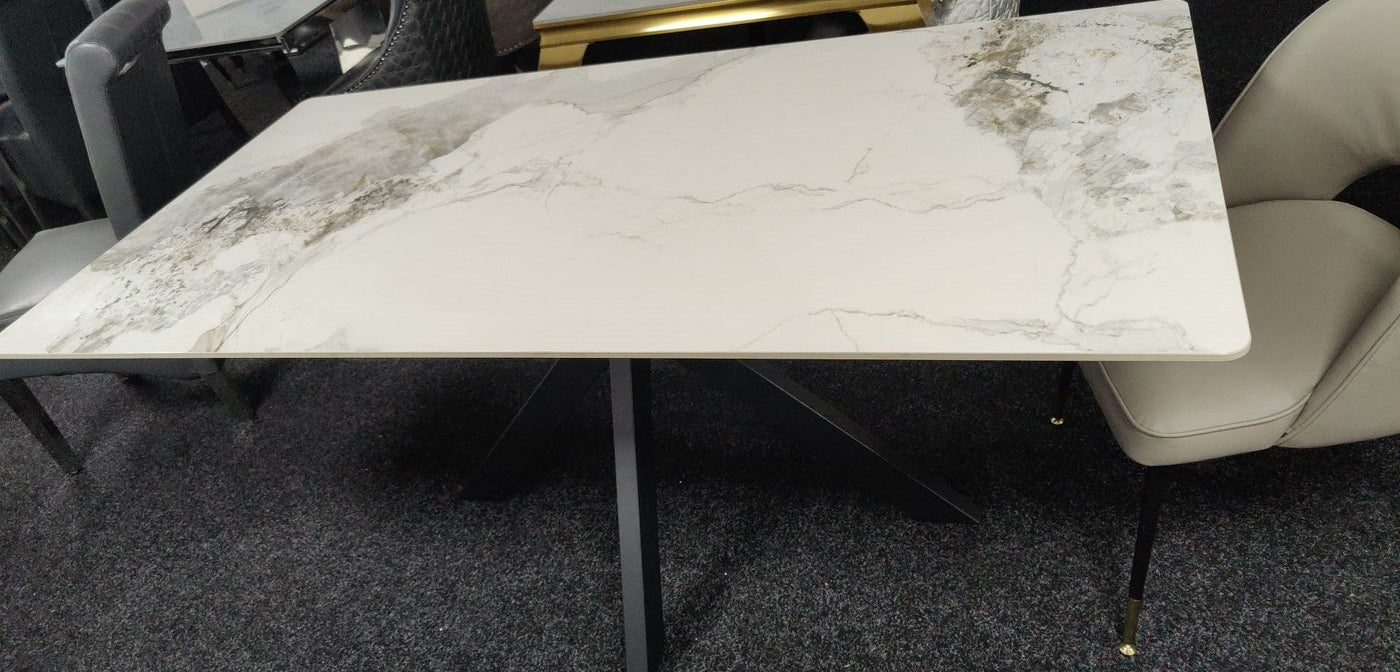 Phoenix 150cm White Ceramic Marble Fixed Dining Table