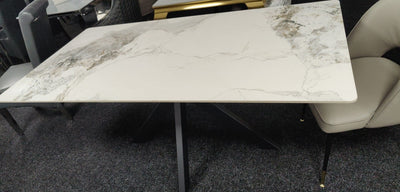 Phoenix 150cm White Ceramic Marble Fixed Dining Table
