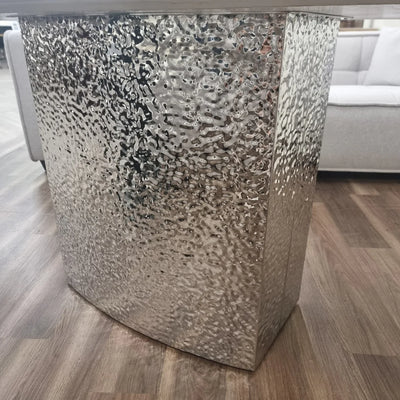 Monarch Marble Dining Table with Metal Hammered Base - Belmont Interiors