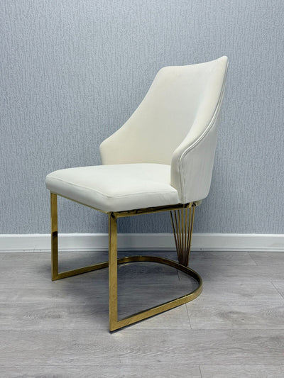 Ravello 180cm Gold Dining Table With Cannes Gold Chairs In 2 Colours