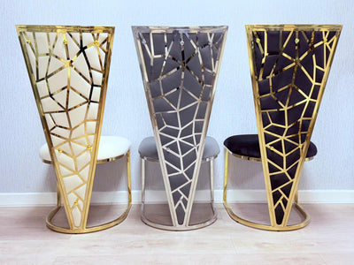 Posidon High Back Black/Gold Plush Velvet Dining Chair