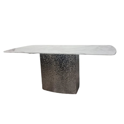 Monarch Marble Dining Table with Metal Hammered Base - Belmont Interiors