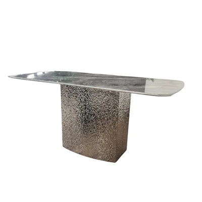 Monarch Marble Dining Table with Metal Hammered Base - Belmont Interiors