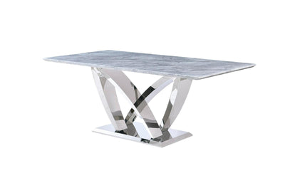 Aria 180cm Grey Marble & Chrome Dining Table