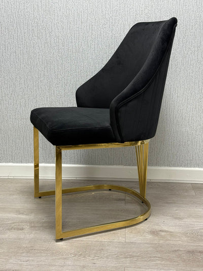Ravello 180cm Gold Dining Table With Cannes Gold Chairs In 2 Colours