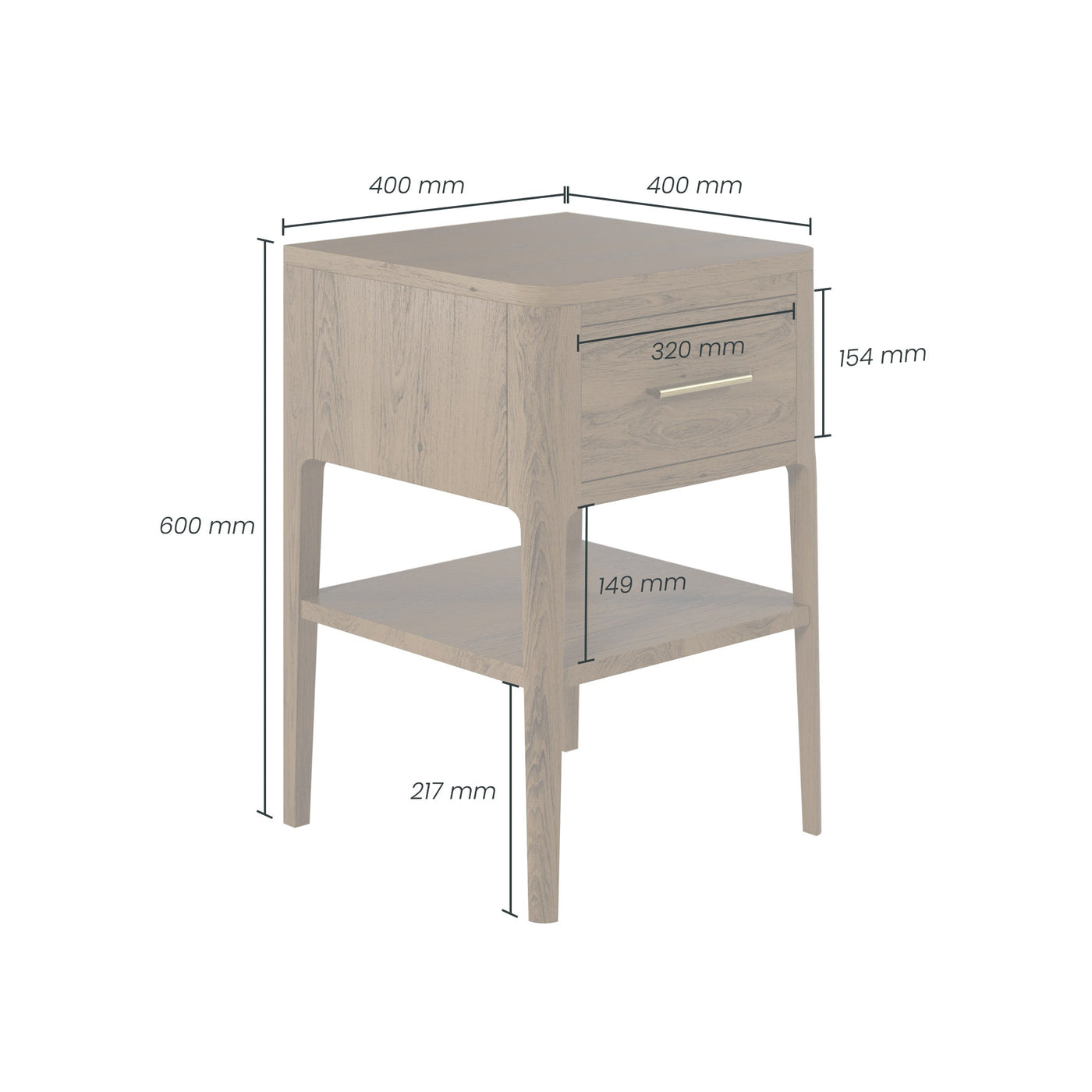 DI Designs Abberley Bedside in Brown - 1 Drawer - Belmont Interiors