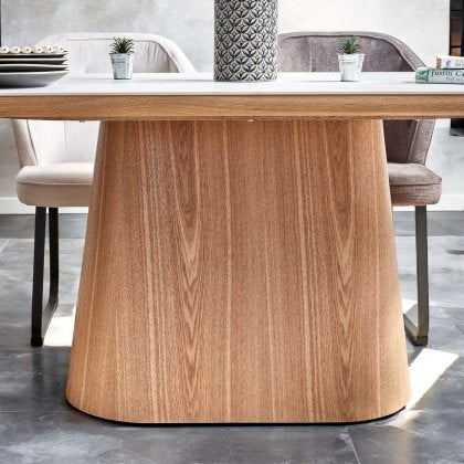 Blanco 200cm Oval Beech & White Ceramic Sintered Marble Dining Table