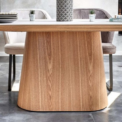 Blanco 200cm Oval Beech & White Ceramic Sintered Marble Dining Table