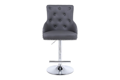 Majestic Grey PU Faux Leather Barstool With Lion Knocker - Belmont Interiors