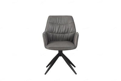 Berlish PU Leather Swivel Dining Chairs With Black Metal Base - Pairs - 2 Colours
