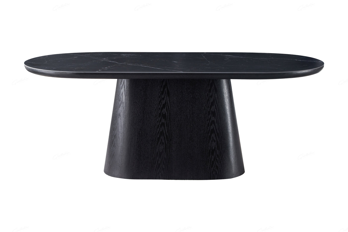 Blanco 200cm Oval Black Ceramic Sintered Marble Dining Table - Belmont Interiors
