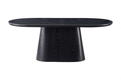 Blanco 200cm Oval Black Ceramic Sintered Marble Dining Table - Belmont Interiors