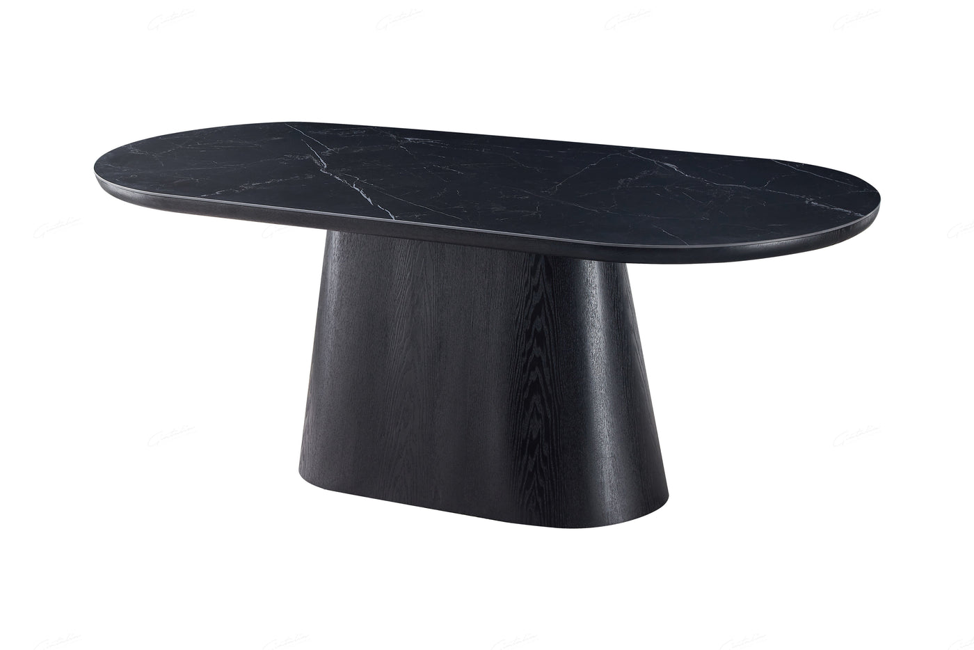 Blanco 200cm Oval Black Ceramic Sintered Marble Dining Table - Belmont Interiors