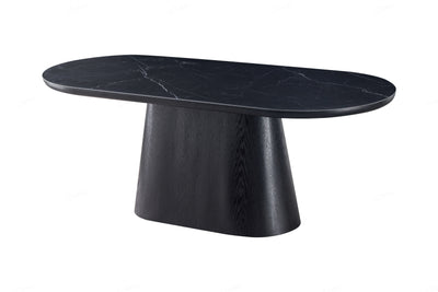 Blanco 200cm Oval Black Ceramic Sintered Marble Dining Table - Belmont Interiors