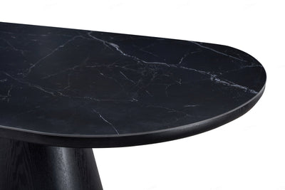 Blanco 200cm Oval Black Ceramic Sintered Marble Dining Table - Belmont Interiors