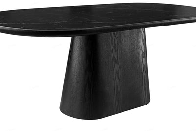 Blanco 200cm Oval Black Ceramic Sintered Marble Dining Table - Belmont Interiors