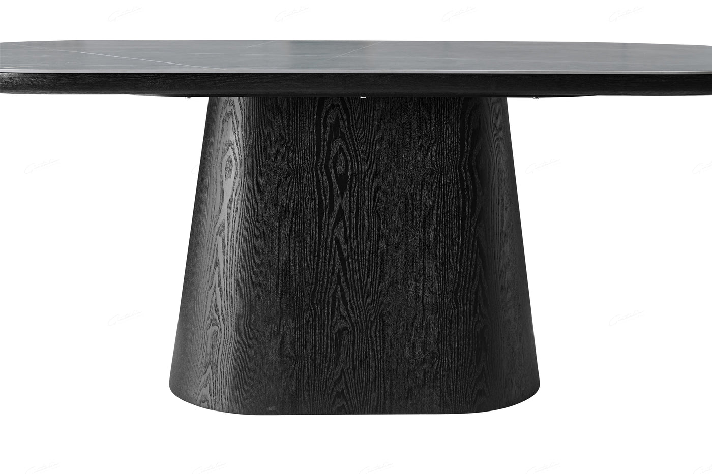 Blanco 200cm Oval Black & Grey Ceramic Sintered Marble Dining Table - Belmont Interiors