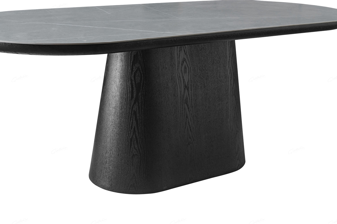 Blanco 200cm Oval Black & Grey Ceramic Sintered Marble Dining Table - Belmont Interiors