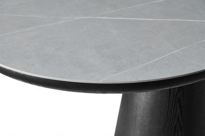 Blanco 200cm Oval Black & Grey Ceramic Sintered Marble Dining Table - Belmont Interiors
