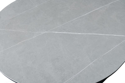 Blanco 200cm Oval Black & Grey Ceramic Sintered Marble Dining Table - Belmont Interiors