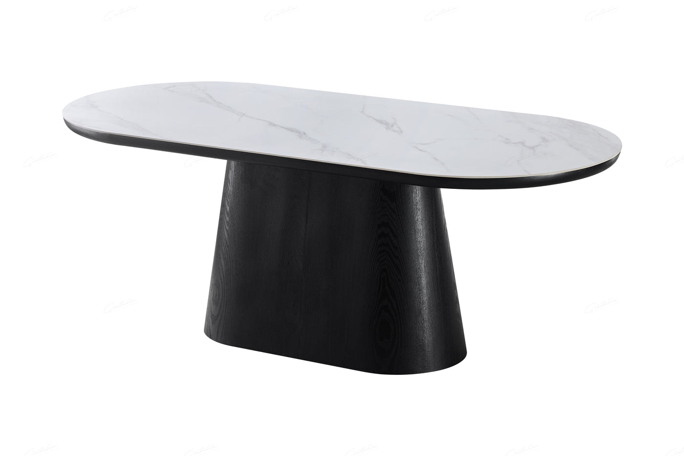 Blanco 200cm Oval Black & White Ceramic Sintered Marble Dining Table - Belmont Interiors