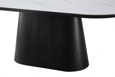 Blanco 200cm Oval Black & White Ceramic Sintered Marble Dining Table - Belmont Interiors