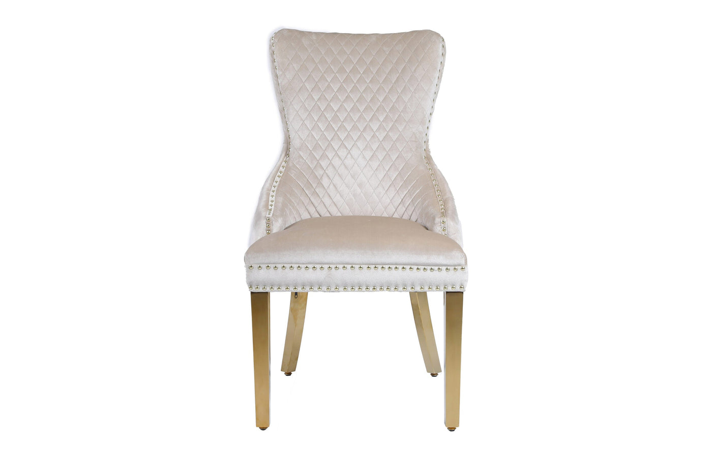 Louis Gold Marble Dining Table With Shimmer Cream Gold Lion Knocker Dining Chairs