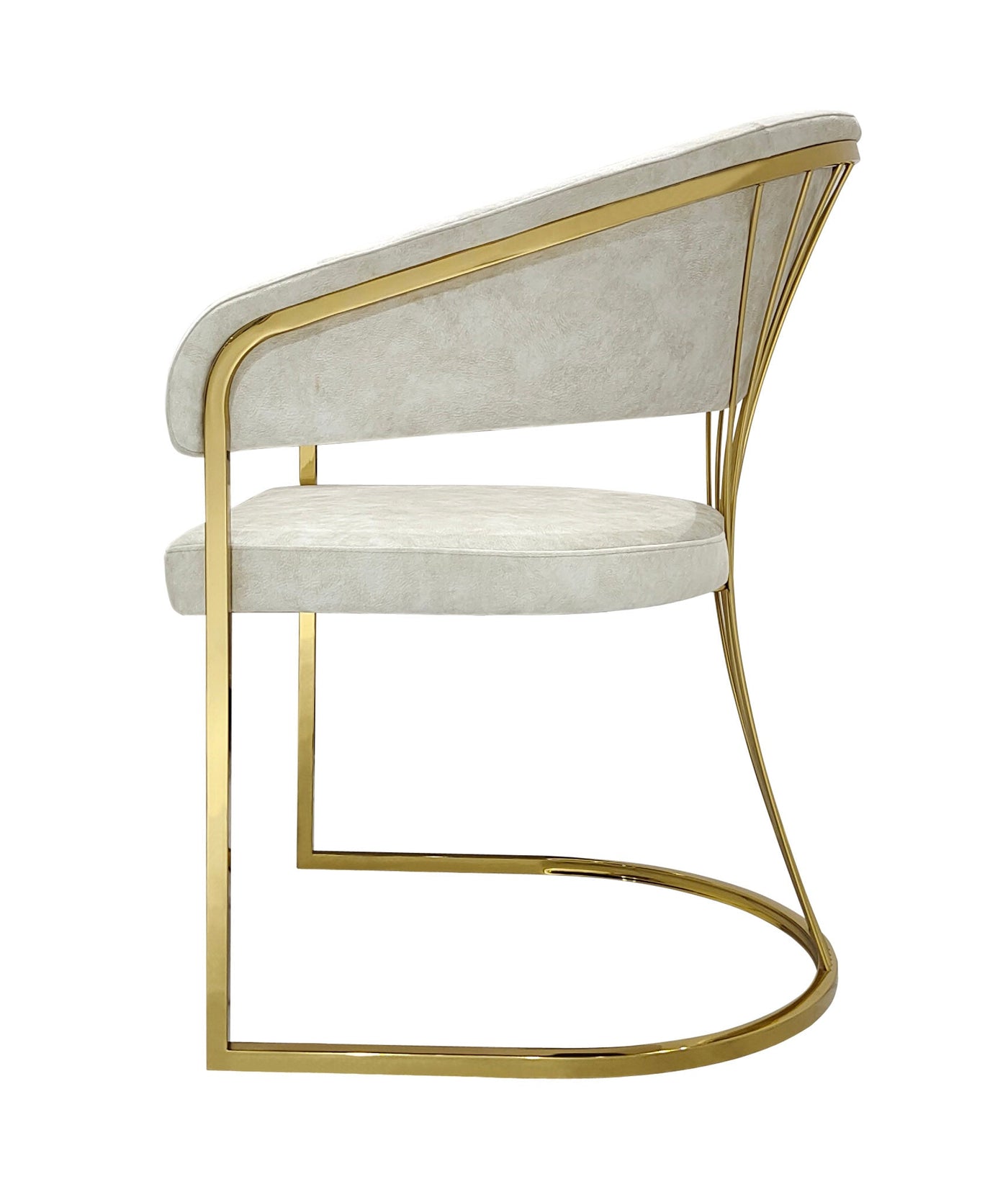Porado Cream / Gold Leathaire Fabric Dining Chair