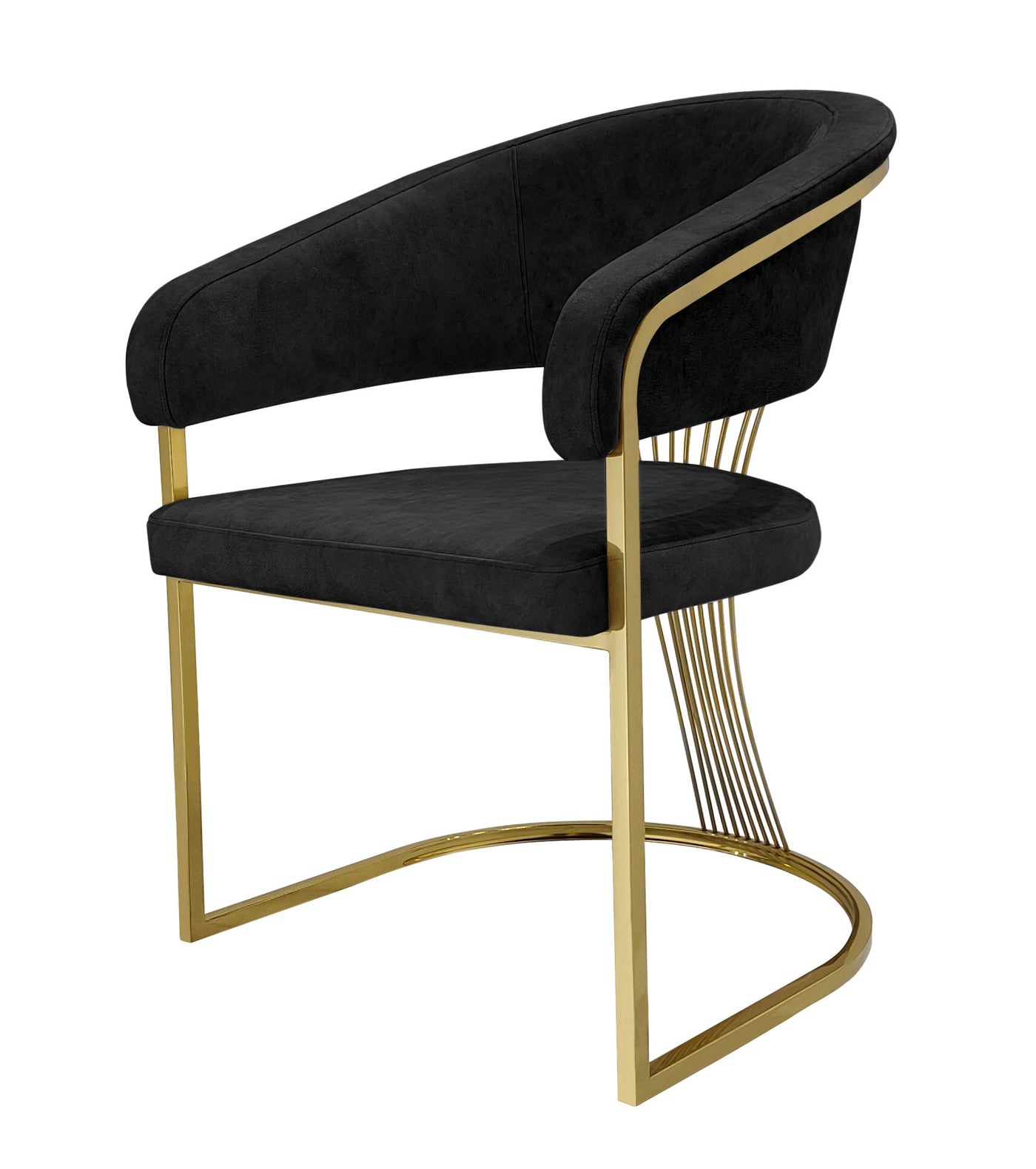 Porado Black/Gold Leathaire Fabric Dining Chair