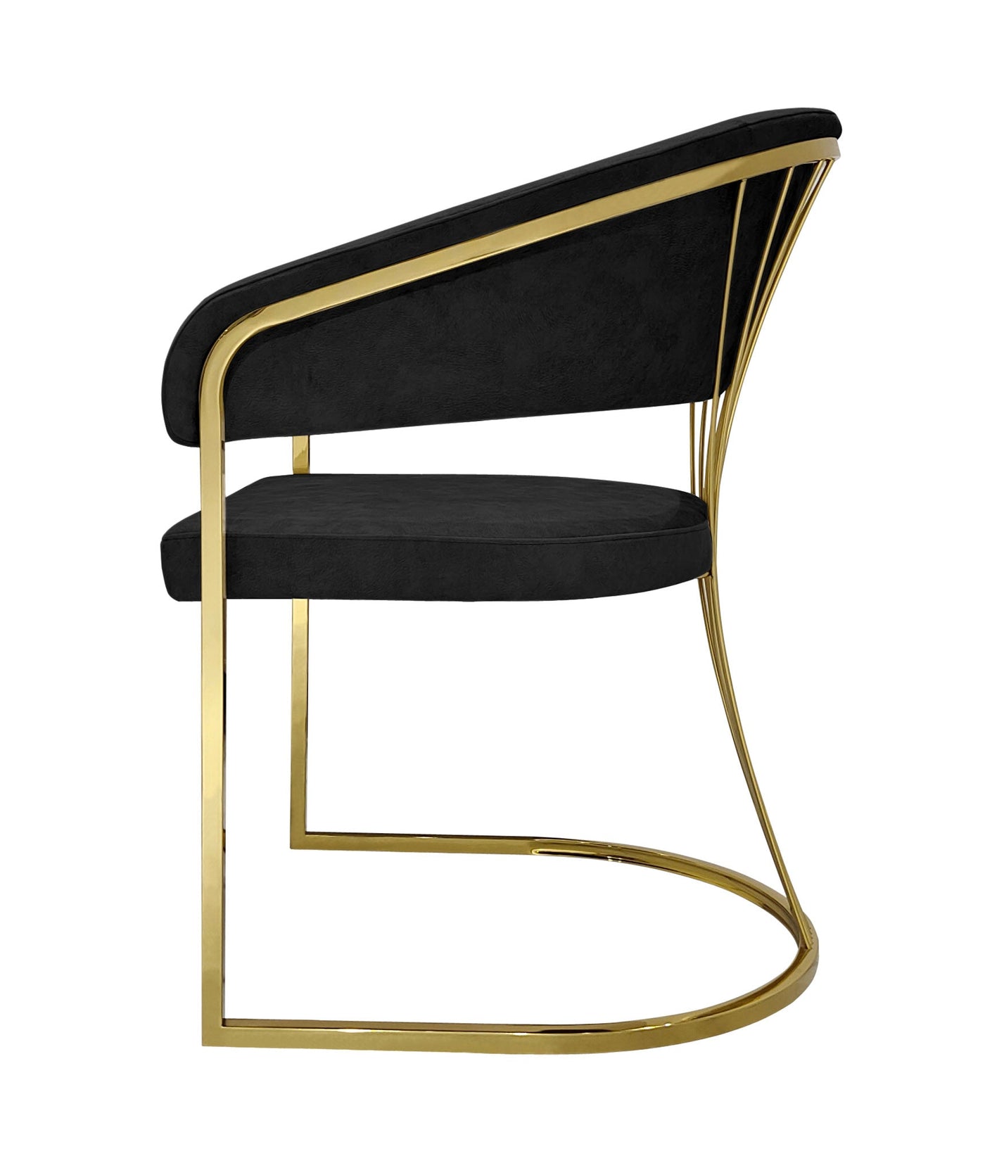 Porado Black/Gold Leathaire Fabric Dining Chair
