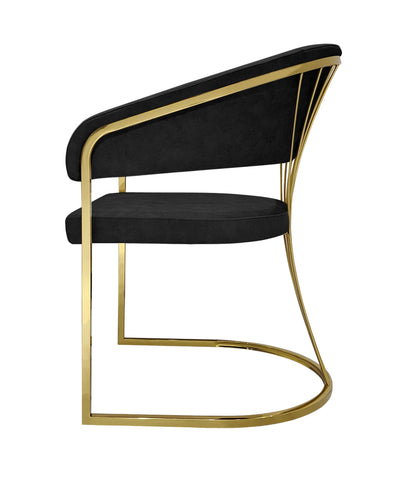 Porado Black/Gold Leathaire Fabric Dining Chair