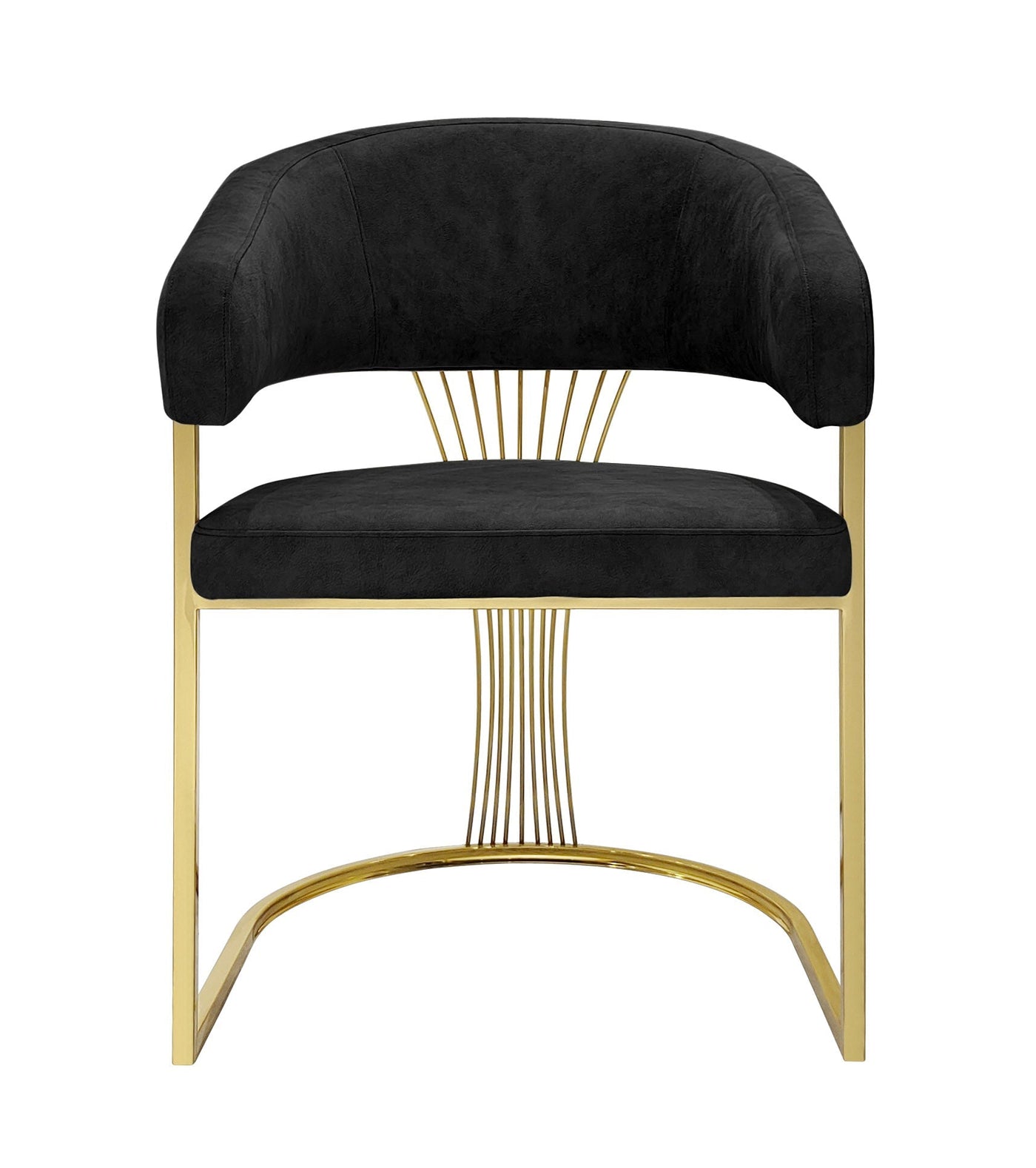Porado Black/Gold Leathaire Fabric Dining Chair