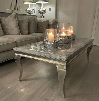 Louis White Marble Coffee Table - Belmont Interiors