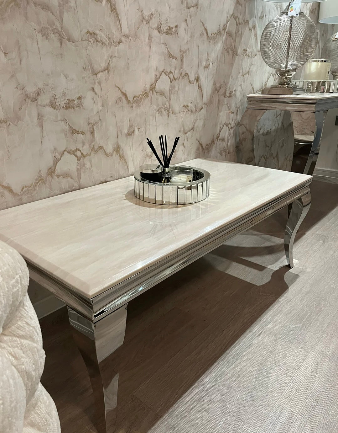 Louis White Marble Coffee Table - Belmont Interiors