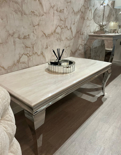 Louis White Marble Coffee Table - Belmont Interiors