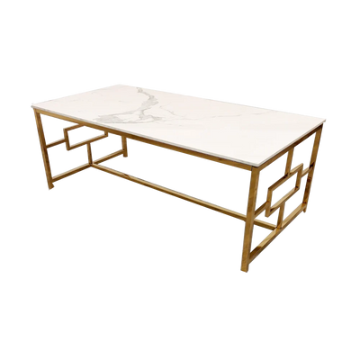 Geo Gold Coffee Table with Polar White Sintered Top - Belmont Interiors