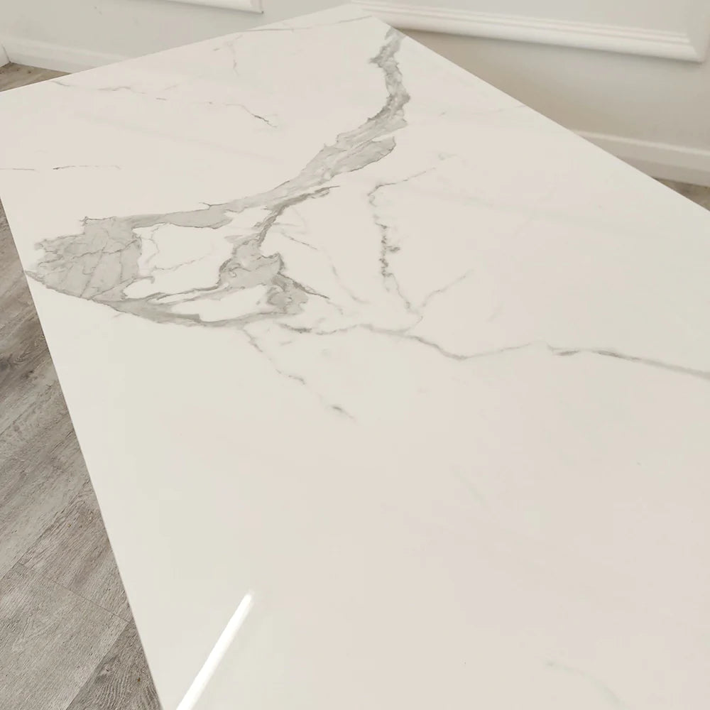 Geo Gold Coffee Table with Polar White Sintered Top - Belmont Interiors