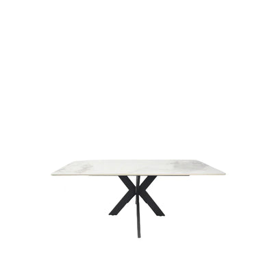 Phoenix White Ceramic Coffee Table with Black Legs - Belmont Interiors