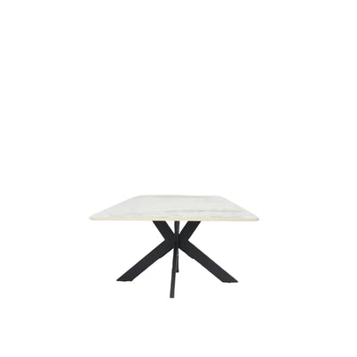 Phoenix White Ceramic Coffee Table with Black Legs - Belmont Interiors