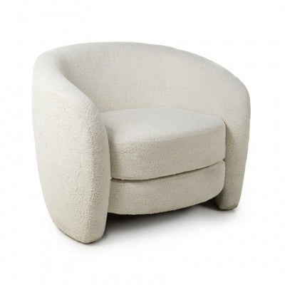 Luna Curved Tub Cair in Vanilla White Boucle - Belmont Interiors
