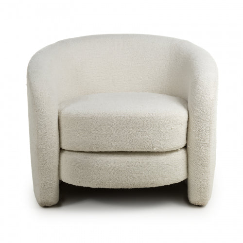 Luna Curved Tub Cair in Vanilla White Boucle - Belmont Interiors