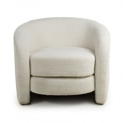Luna Curved Tub Cair in Vanilla White Boucle - Belmont Interiors