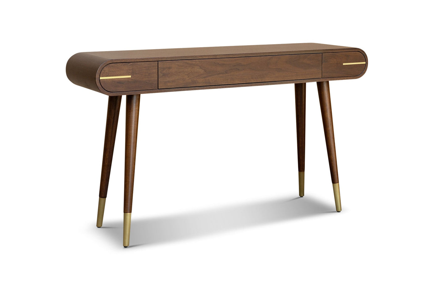 Berkeley Designs Malibu Console Table in Natural Walnut and Brass - Belmont Interiors