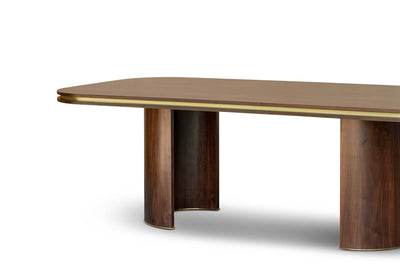 Berkeley Designs Malibu Dining Table in Natrual Walnut and Brass - 240cm - Belmont Interiors