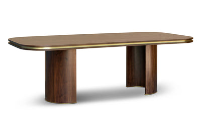 Berkeley Designs Malibu Dining Table in Natrual Walnut and Brass - 240cm - Belmont Interiors