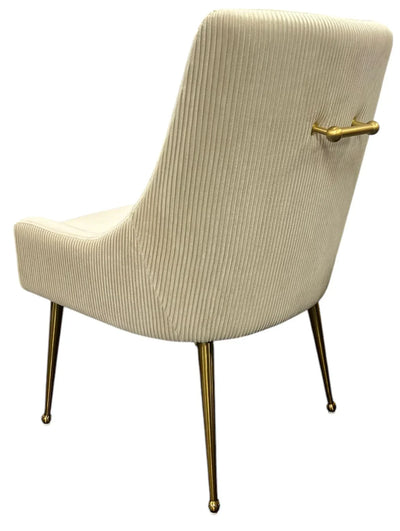 Milan Ivory Velvet Dining Chair with Gold Legs an Knocker