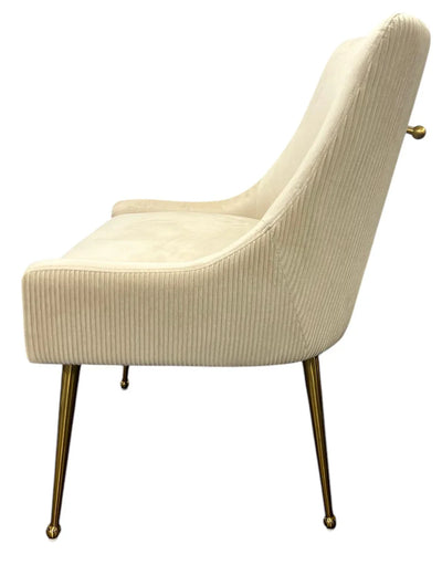 Milan Ivory Velvet Dining Chair with Gold Legs an Knocker