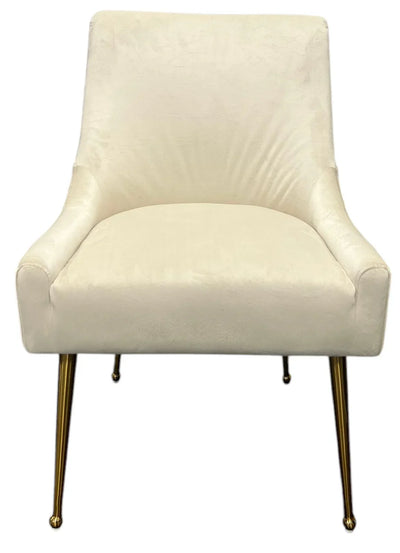 Milan Ivory Velvet Dining Chair with Gold Legs an Knocker