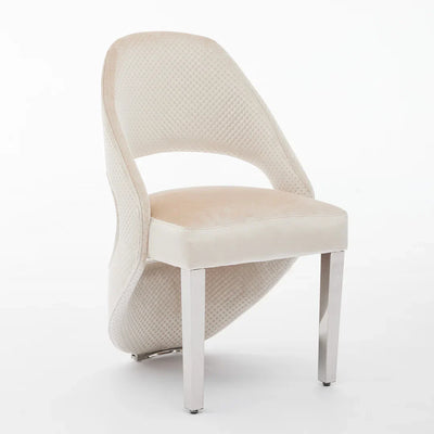 Santorini Cream Velvet & Chrome Modern Dining Chair